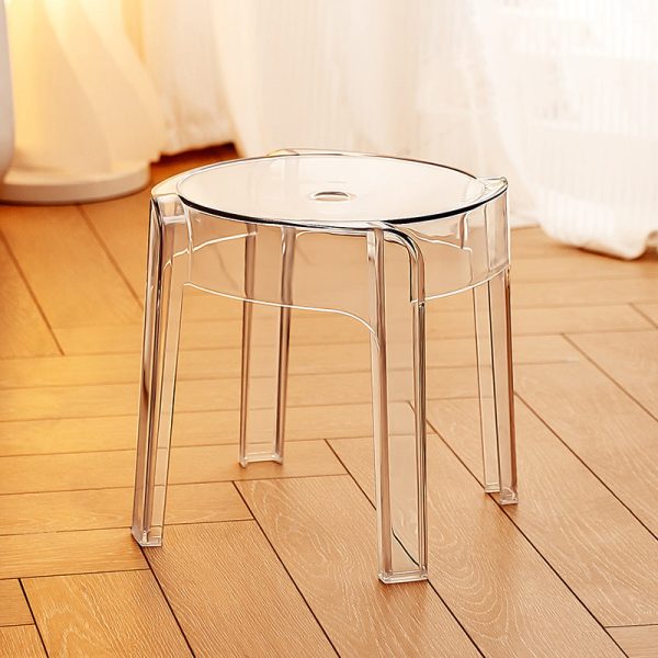 Contemporary Nordic Round Full Acrylic Footstool Backless Armless For Living Room - Image 17