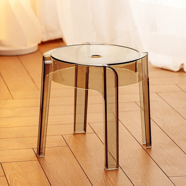 Contemporary Nordic Round Full Acrylic Footstool Backless Armless For Living Room - Image 18
