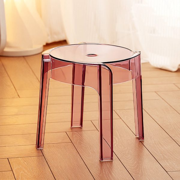 Contemporary Nordic Round Full Acrylic Footstool Backless Armless For Living Room - Image 19