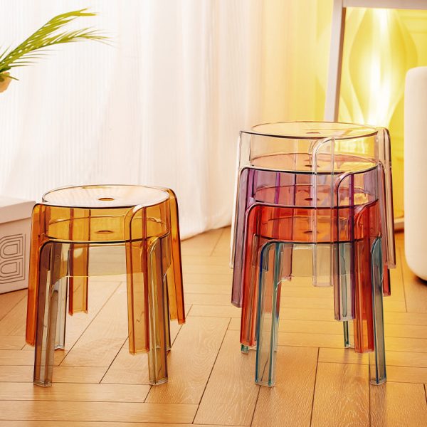 Contemporary Nordic Round Full Acrylic Footstool Backless Armless For Living Room
