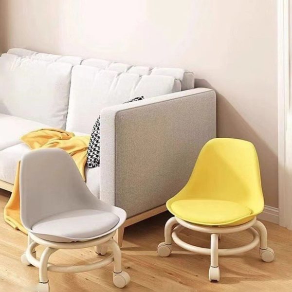 Contemporary Nordic PU PP Wheels Children Low Stool Backrest Armless For Living Room