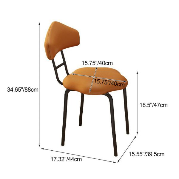 Contemporary Nordic Cloud Shape Cushion Leather Carbon Steel Vanity Stool Backrest Armless For Bedroom - Image 4