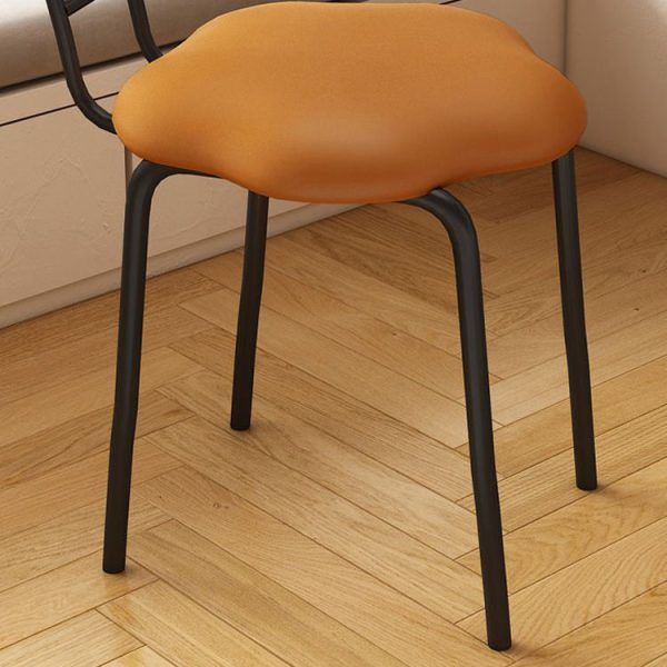 Contemporary Nordic Cloud Shape Cushion Leather Carbon Steel Vanity Stool Backrest Armless For Bedroom - Image 6