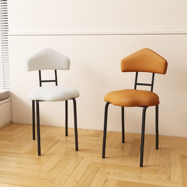 Contemporary Nordic Cloud Shape Cushion Leather Carbon Steel Vanity Stool Backrest Armless For Bedroom - Image 7