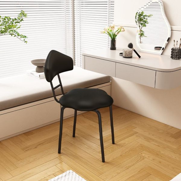 Contemporary Nordic Cloud Shape Cushion Leather Carbon Steel Vanity Stool Backrest Armless For Bedroom - Image 14