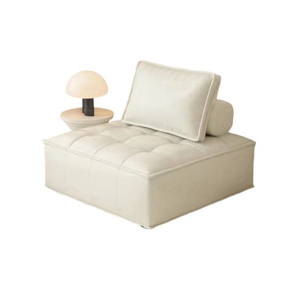 Contemporary Nordic Square Block Solid Wood Lambswool Technology Fabric Cotton Linen Sofa Backless Armless For Living Room - Image 13