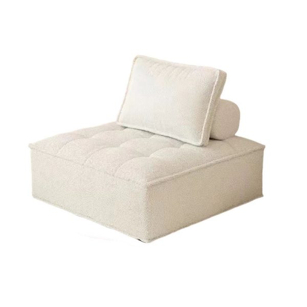 Contemporary Nordic Square Block Solid Wood Lambswool Technology Fabric Cotton Linen Sofa Backless Armless For Living Room - Image 10
