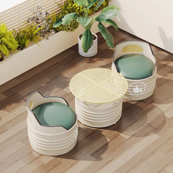 Modern Simplicity Cylindrical Oil Drum Leather Iron Chair Backrest Armless For Outdoor Patio - Image 12