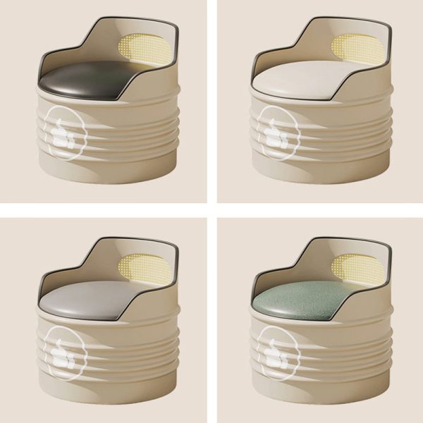 Modern Simplicity Cylindrical Oil Drum Leather Iron Chair Backrest Armless For Outdoor Patio - Image 8