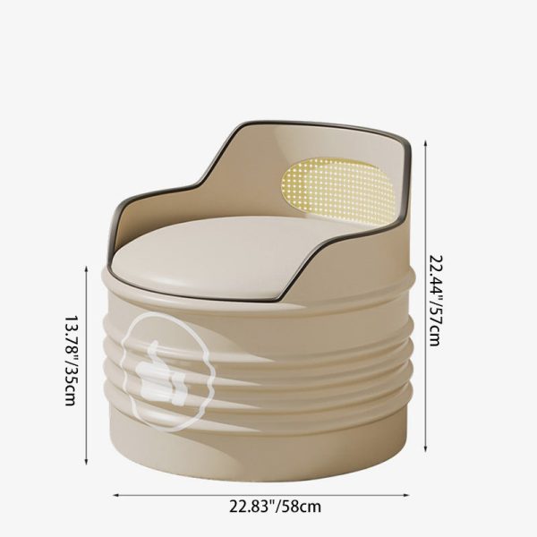 Modern Simplicity Cylindrical Oil Drum Leather Iron Chair Backrest Armless For Outdoor Patio - Image 4