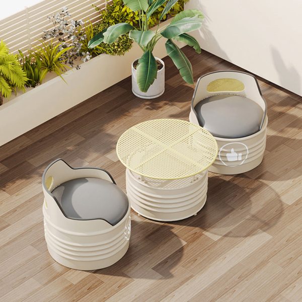 Modern Simplicity Cylindrical Oil Drum Leather Iron Chair Backrest Armless For Outdoor Patio - Image 11