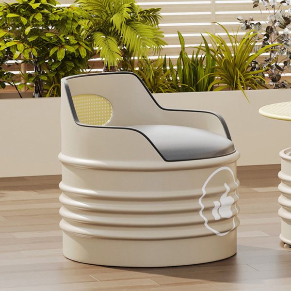 Modern Simplicity Cylindrical Oil Drum Leather Iron Chair Backrest Armless For Outdoor Patio - Image 6