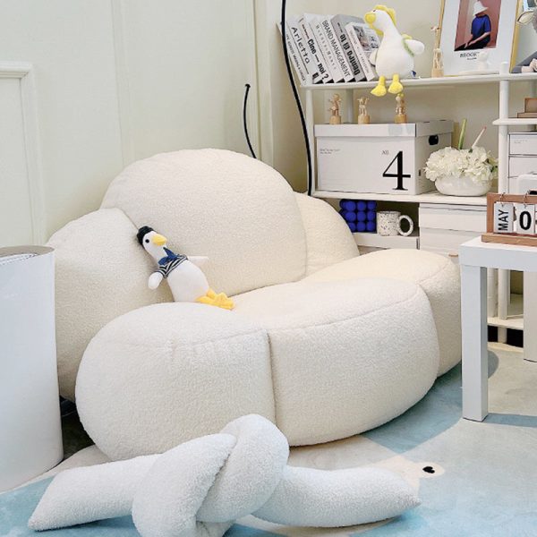 Contemporary Nordic Cloud Shape Lambswool EPS Particles Sofa Backrest Armless For Living Room - Image 17