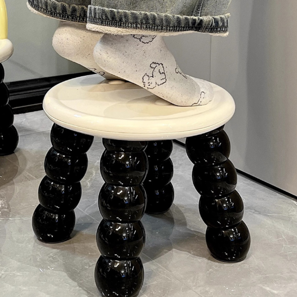 Contemporary Nordic Round Caterpillar Legs Full Plastic Low Stool Backless Armless For Living Room - Image 7