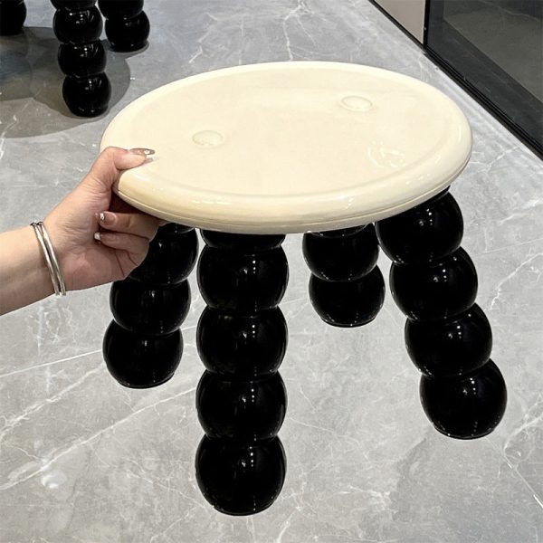 Contemporary Nordic Round Caterpillar Legs Full Plastic Low Stool Backless Armless For Living Room - Image 3