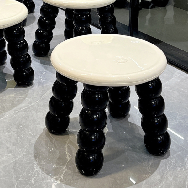 Contemporary Nordic Round Caterpillar Legs Full Plastic Low Stool Backless Armless For Living Room - Image 2
