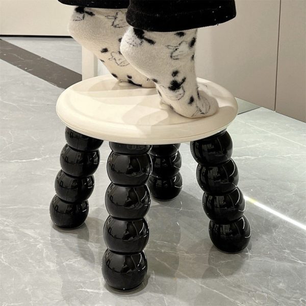 Contemporary Nordic Round Caterpillar Legs Full Plastic Low Stool Backless Armless For Living Room - Image 8