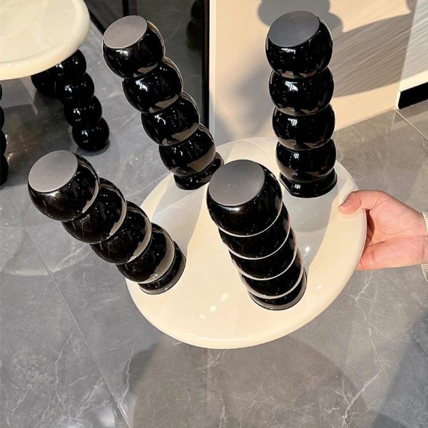 Contemporary Nordic Round Caterpillar Legs Full Plastic Low Stool Backless Armless For Living Room - Image 6