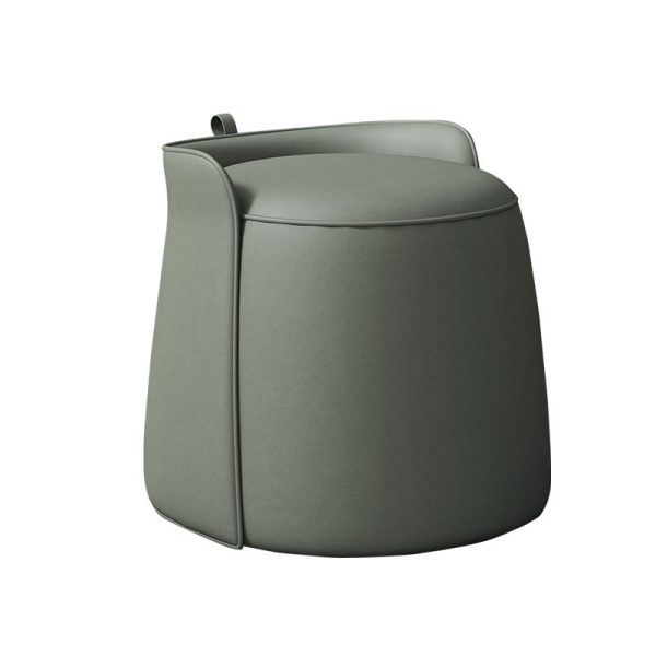 Contemporary Nordic Cylindrical Bucket Rotatable Technology Fabric Solid Wood Vanity Stool Backless Armless For Living Room - Image 14