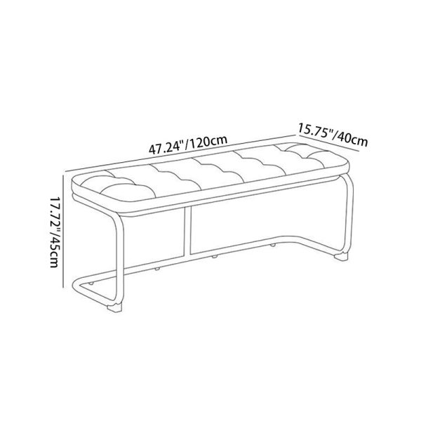 Traditional French Rectangle Geometry Leather Iron Bench Backless Armless For Entryway - Image 4