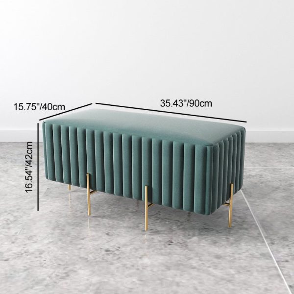 Contemporary Nordic Square Rectangular Cube Iron Flannelette Footstool Backless Armless For Living Room - Image 5