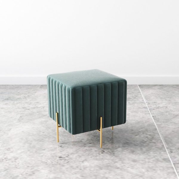 Contemporary Nordic Square Rectangular Cube Iron Flannelette Footstool Backless Armless For Living Room - Image 10