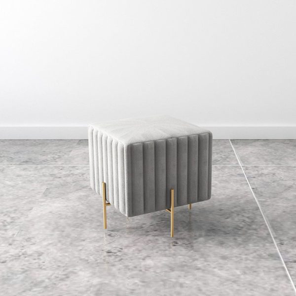 Contemporary Nordic Square Rectangular Cube Iron Flannelette Footstool Backless Armless For Living Room - Image 12