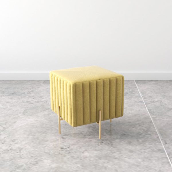 Contemporary Nordic Square Rectangular Cube Iron Flannelette Footstool Backless Armless For Living Room - Image 9