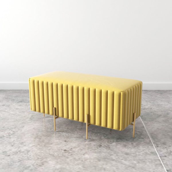Contemporary Nordic Square Rectangular Cube Iron Flannelette Footstool Backless Armless For Living Room - Image 16