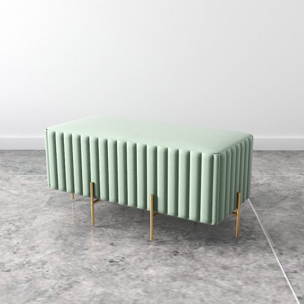 Contemporary Nordic Square Rectangular Cube Iron Flannelette Footstool Backless Armless For Living Room - Image 22