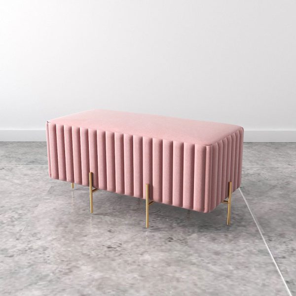 Contemporary Nordic Square Rectangular Cube Iron Flannelette Footstool Backless Armless For Living Room - Image 18