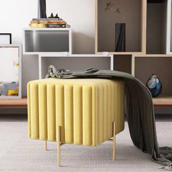 Contemporary Nordic Square Rectangular Cube Iron Flannelette Footstool Backless Armless For Living Room - Image 7