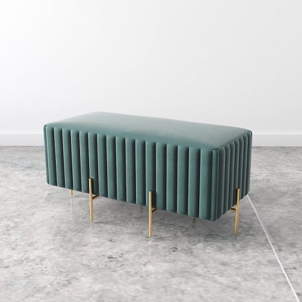 Contemporary Nordic Square Rectangular Cube Iron Flannelette Footstool Backless Armless For Living Room - Image 17