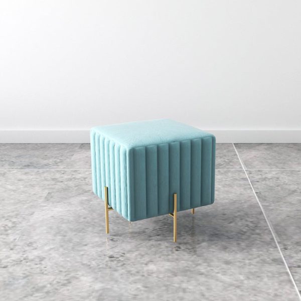 Contemporary Nordic Square Rectangular Cube Iron Flannelette Footstool Backless Armless For Living Room - Image 15
