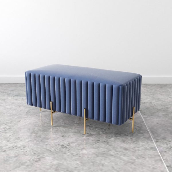 Contemporary Nordic Square Rectangular Cube Iron Flannelette Footstool Backless Armless For Living Room - Image 20