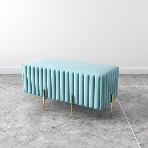 Contemporary Nordic Square Rectangular Cube Iron Flannelette Footstool Backless Armless For Living Room - Image 21