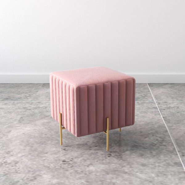 Contemporary Nordic Square Rectangular Cube Iron Flannelette Footstool Backless Armless For Living Room - Image 11