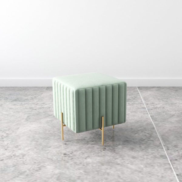 Contemporary Nordic Square Rectangular Cube Iron Flannelette Footstool Backless Armless For Living Room - Image 14