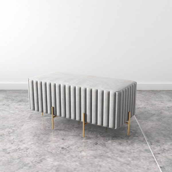 Contemporary Nordic Square Rectangular Cube Iron Flannelette Footstool Backless Armless For Living Room - Image 19