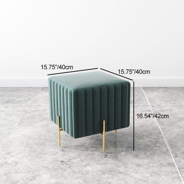 Contemporary Nordic Square Rectangular Cube Iron Flannelette Footstool Backless Armless For Living Room - Image 4