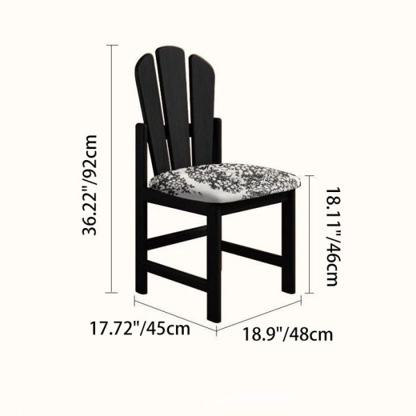 Traditional French Square Peacock Backrest Spot Fabric Cushion Solid Wood Vanity Stool Armless For Bedroom - Image 4