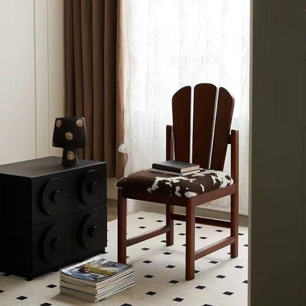 Traditional French Square Peacock Backrest Spot Fabric Cushion Solid Wood Vanity Stool Armless For Bedroom - Image 8