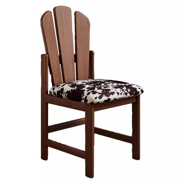 Traditional French Square Peacock Backrest Spot Fabric Cushion Solid Wood Vanity Stool Armless For Bedroom - Image 10