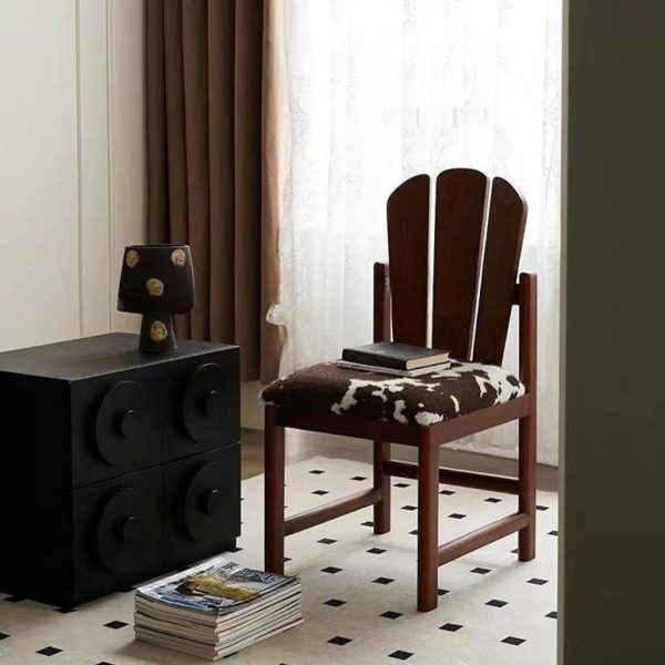 Traditional French Square Peacock Backrest Spot Fabric Cushion Solid Wood Vanity Stool Armless For Bedroom - Image 2
