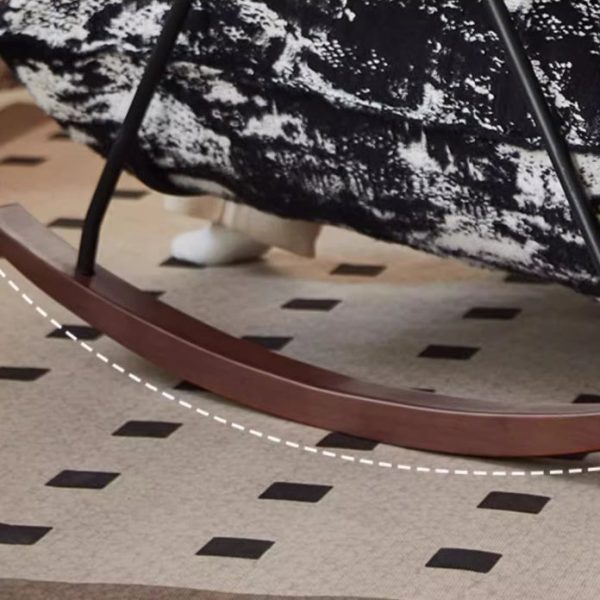 Contemporary Retro Ink Painting Flannelette Iron Solid Wood Recliner Footrest Backrest Armrest For Living Room - Image 8
