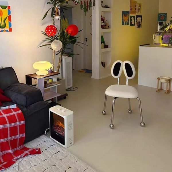 Contemporary Creative Crab Shape Lambswool Stainless Steel Vanity Stool Backrest Armless For Bedroom - Image 10