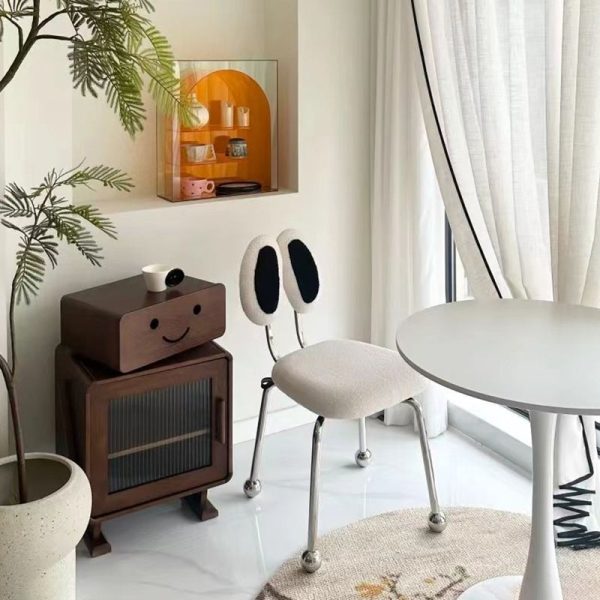 Contemporary Creative Crab Shape Lambswool Stainless Steel Vanity Stool Backrest Armless For Bedroom - Image 3