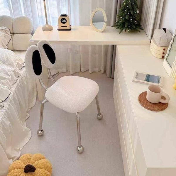 Contemporary Creative Crab Shape Lambswool Stainless Steel Vanity Stool Backrest Armless For Bedroom - Image 8