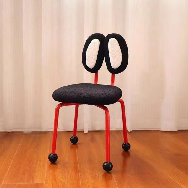 Contemporary Creative Crab Shape Lambswool Stainless Steel Vanity Stool Backrest Armless For Bedroom - Image 16