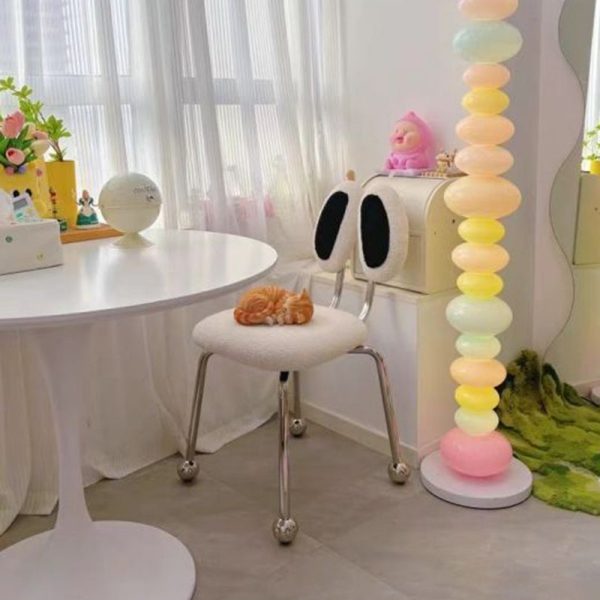 Contemporary Creative Crab Shape Lambswool Stainless Steel Vanity Stool Backrest Armless For Bedroom - Image 12